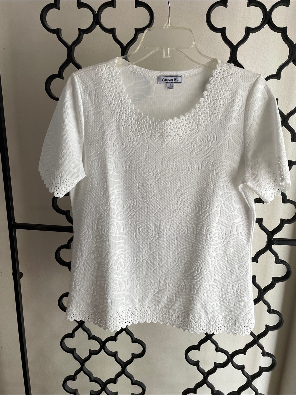 NWOT Classic White Eyelet Lace Short-Sleeve Top -